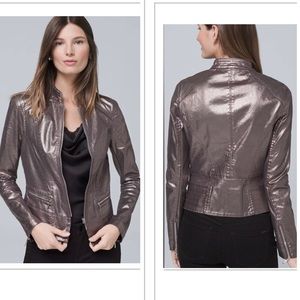 WHBM  Metallic Coated Foil moto jacket 🔥RARE 🔥